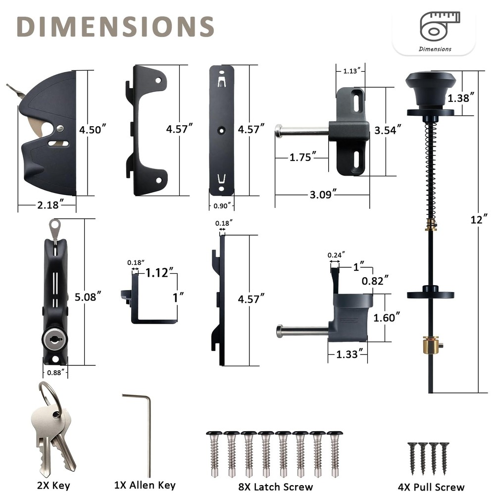 Gate Latch Door Latch with Pull Cable Opened Two-Sided Lockable Door Latch Du...