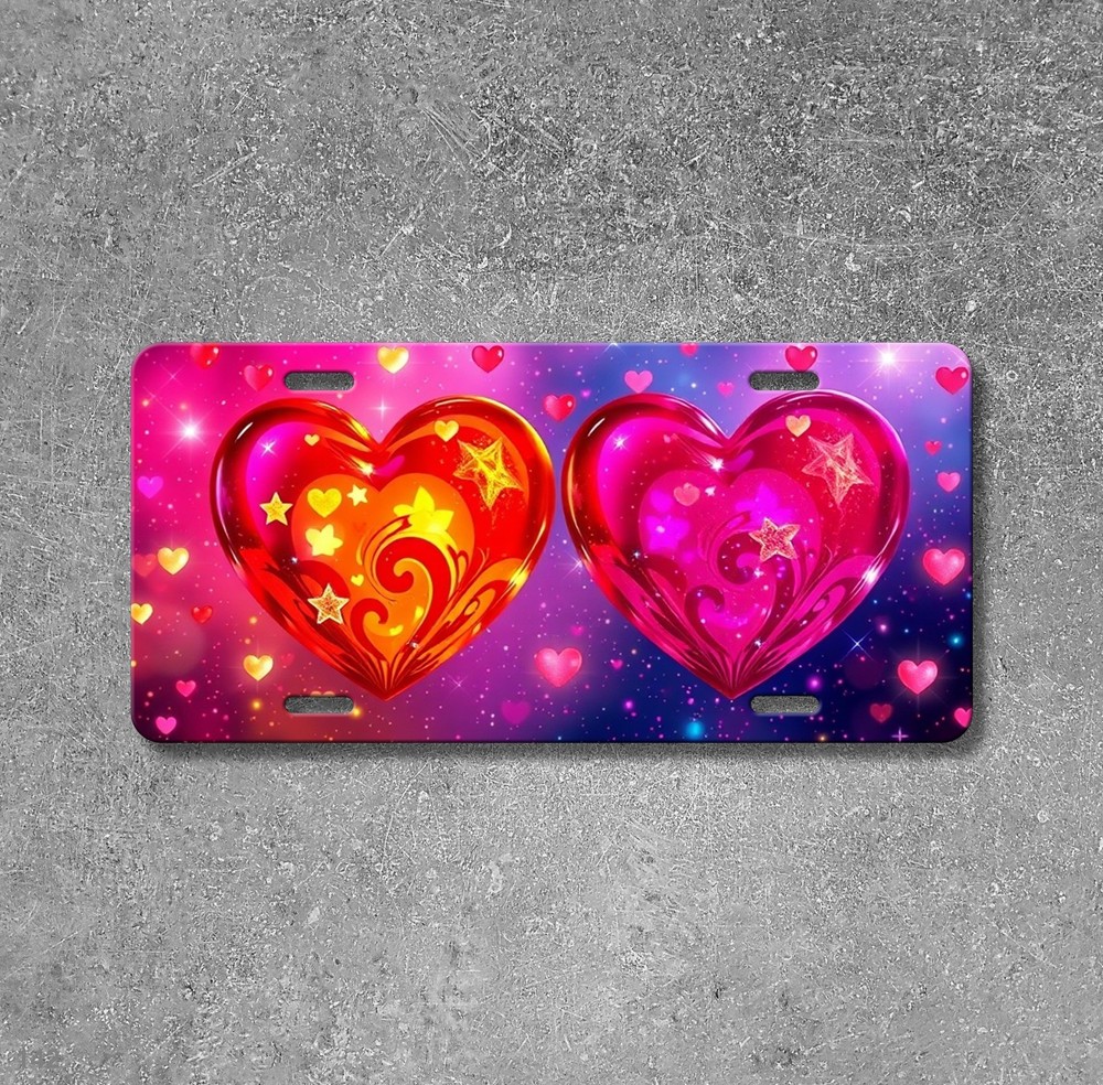 Premium Hearts License Plate Customizable Front Plate Gift Idea