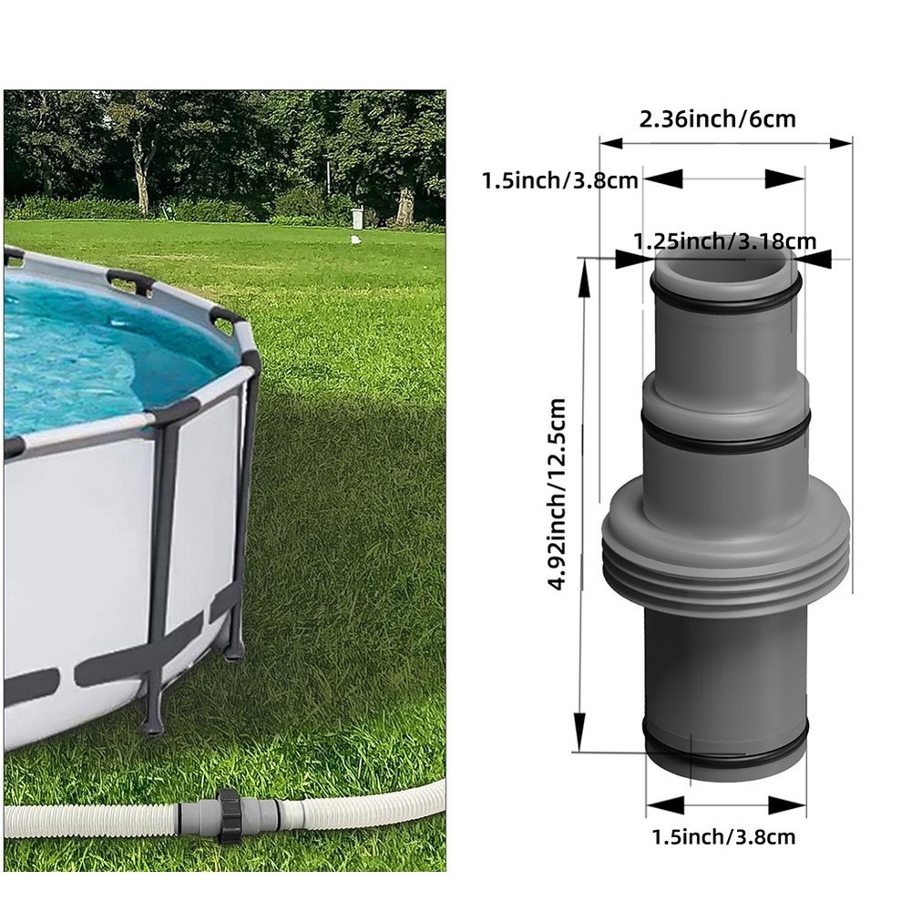 Practical Hose Connector for Pool Use Accommodating 32 mm and 38 mm Hoses