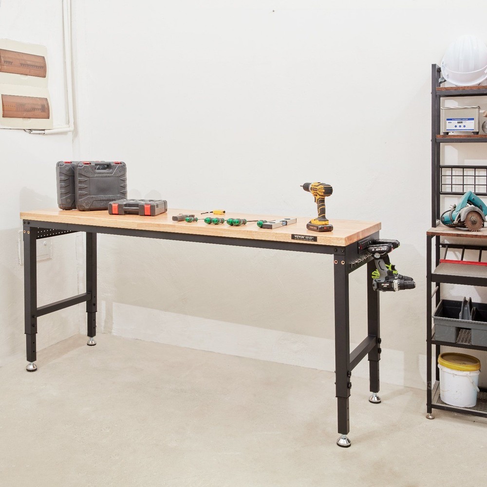 72" L X 25" W Adjustable Workbench with Universal Wheels 3000 LBS Load Capacity