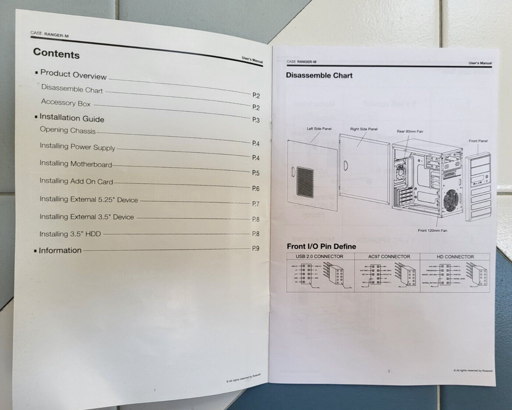 Rosewill Ranger - M PC Case User Manual Guide Book
