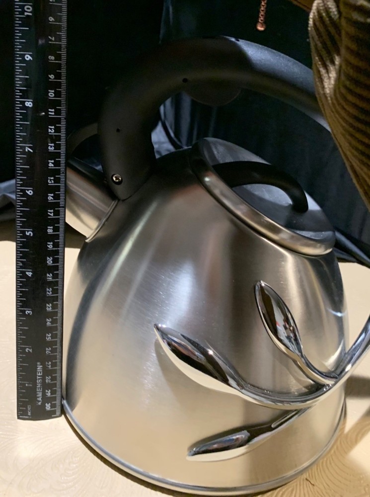 Vine Series Whistling Stainless Steel Tea Kettle Leaf Design & Black Handle