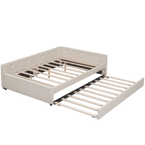 Full Queen Upholstered Daybed with Trundle Day Bed Sofa Beds Platform Bed Frames