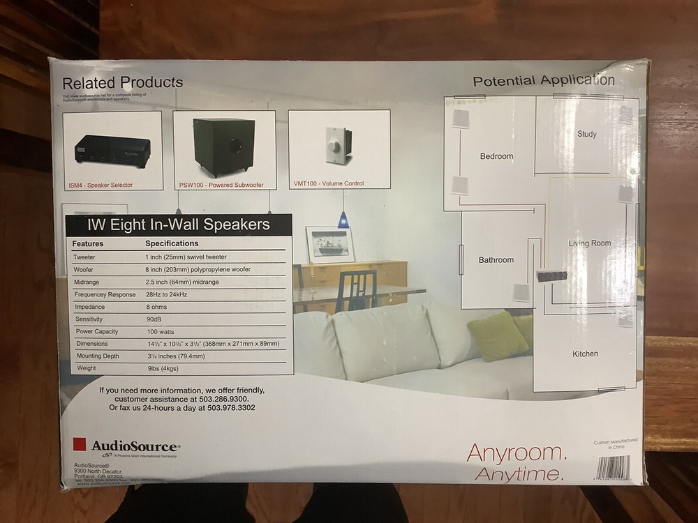 AUDIOSOURCE IW-8 3-Way 8” IN-WALL SPEAKER PAIR - WHITE - NEW