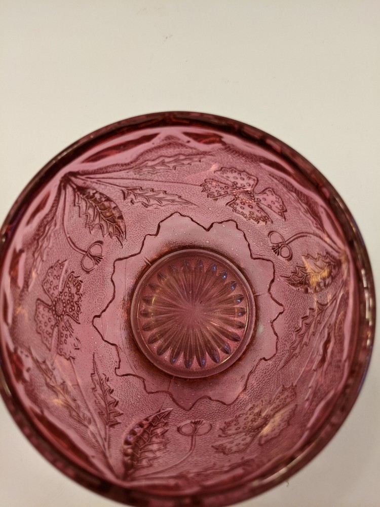 VTG U.S. Glass Co. Open Sugar Ruby Stain With Gold