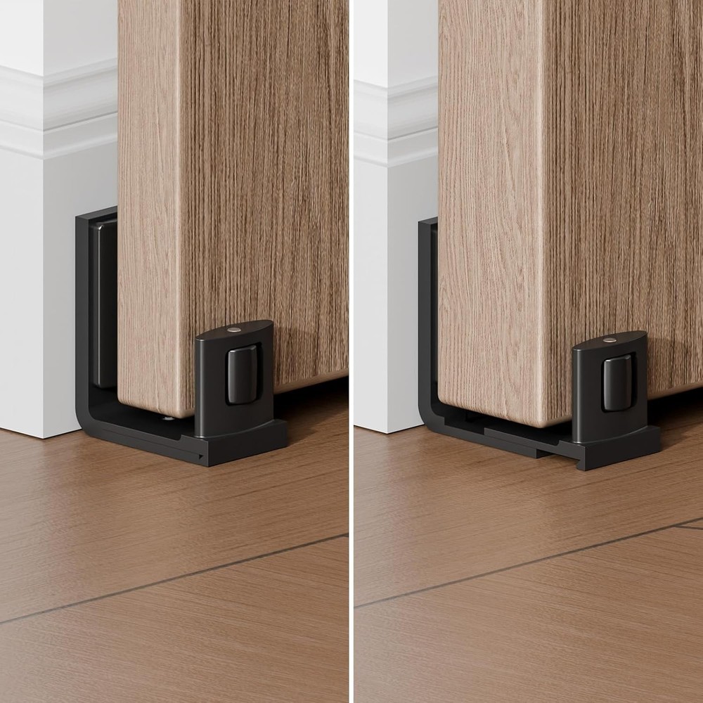 CCJH Upgraded Adjustable Floor Guide Suitable for Sliding Barn Doors,Black