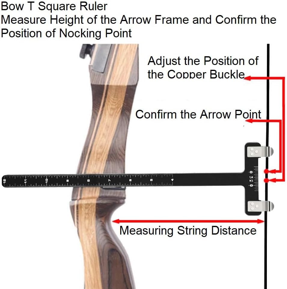 Archery Bow String Nocking Points Set with T Square Ruler Black