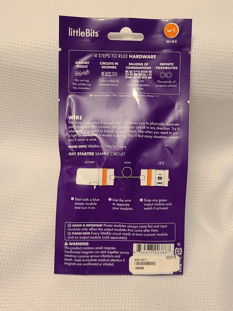 New And Sealed LITTLEBITS ELECTRONICS w1 wire