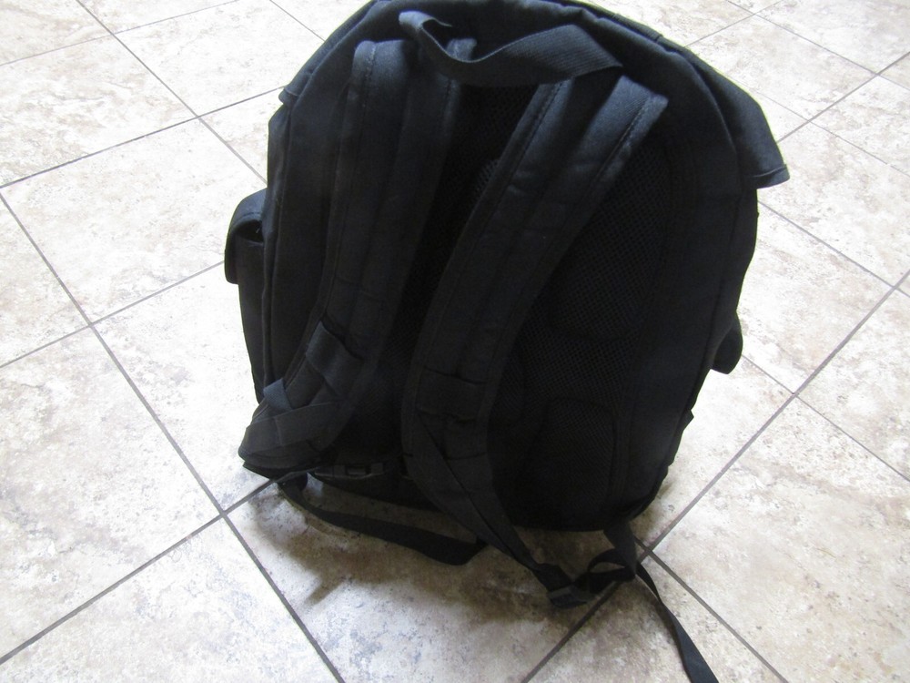 TACTICAL BLACK BACKPACK WITH HOOK LOOP US FLAG SNAP AND TIES
