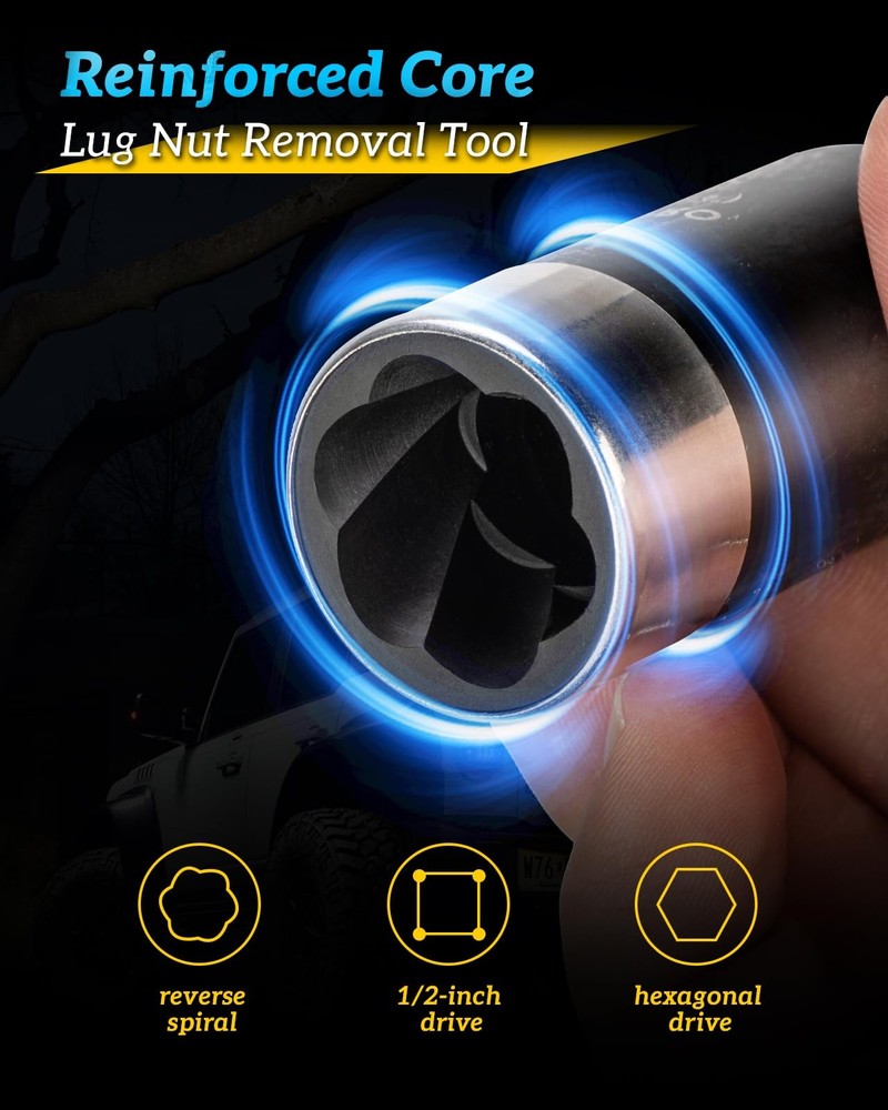 Extractor de Tuercas Dañadas Para Ruedas 1/2" Con Sockets Profundos