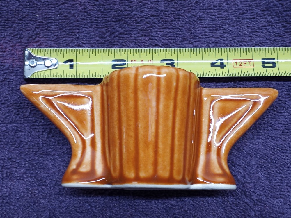 Vintage BROWN CERAMIC TOOTHPICK HOLDER WINGED