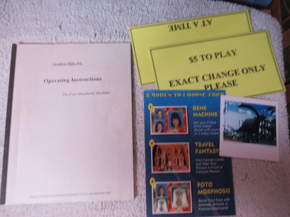 FOTO MORPHOSIS   ARCADE GAME ORIGINAL owners   manual