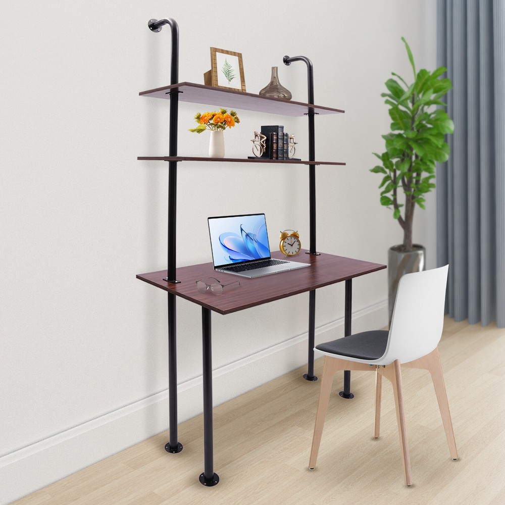 3 Tier Iron Wall Mounted Desk Wall Mount Computer Writing Table Wall Organizer