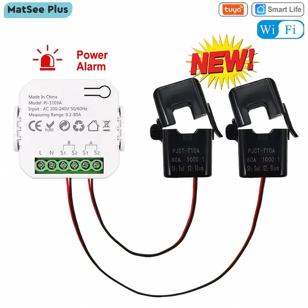 Bi-directional WiFi Energy Meter with 80 A Current Transformer for Solar Systems