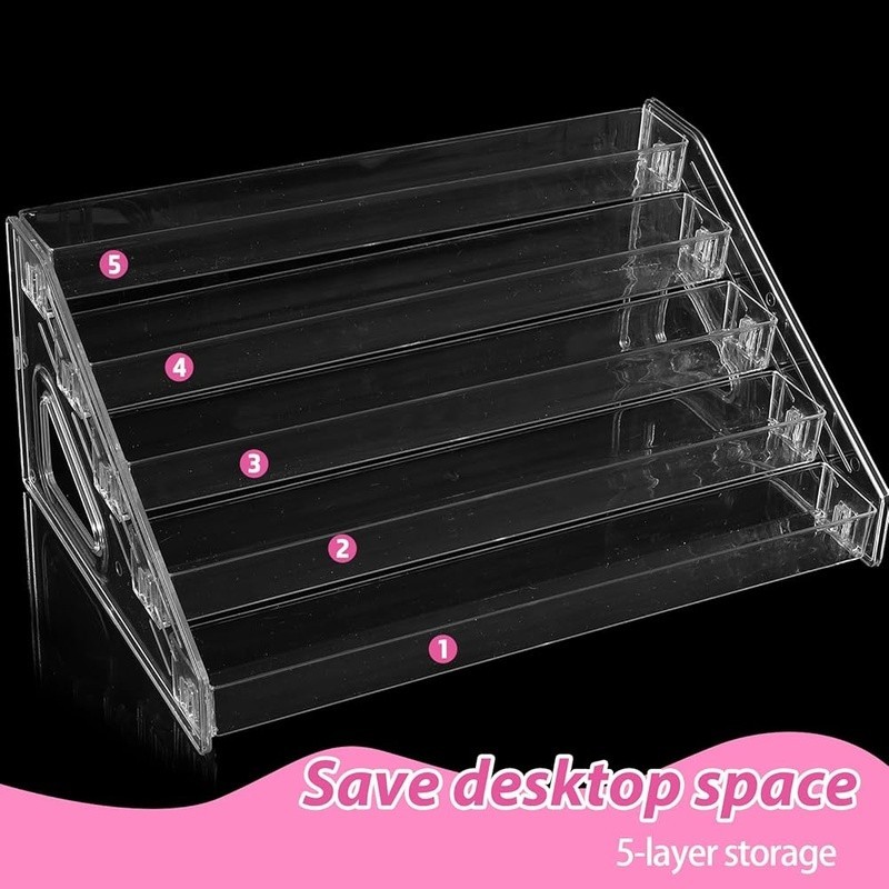 Acrylic Nail Polish Organizer 5 Layer Storage Display Rack Multi-Purpose Stand