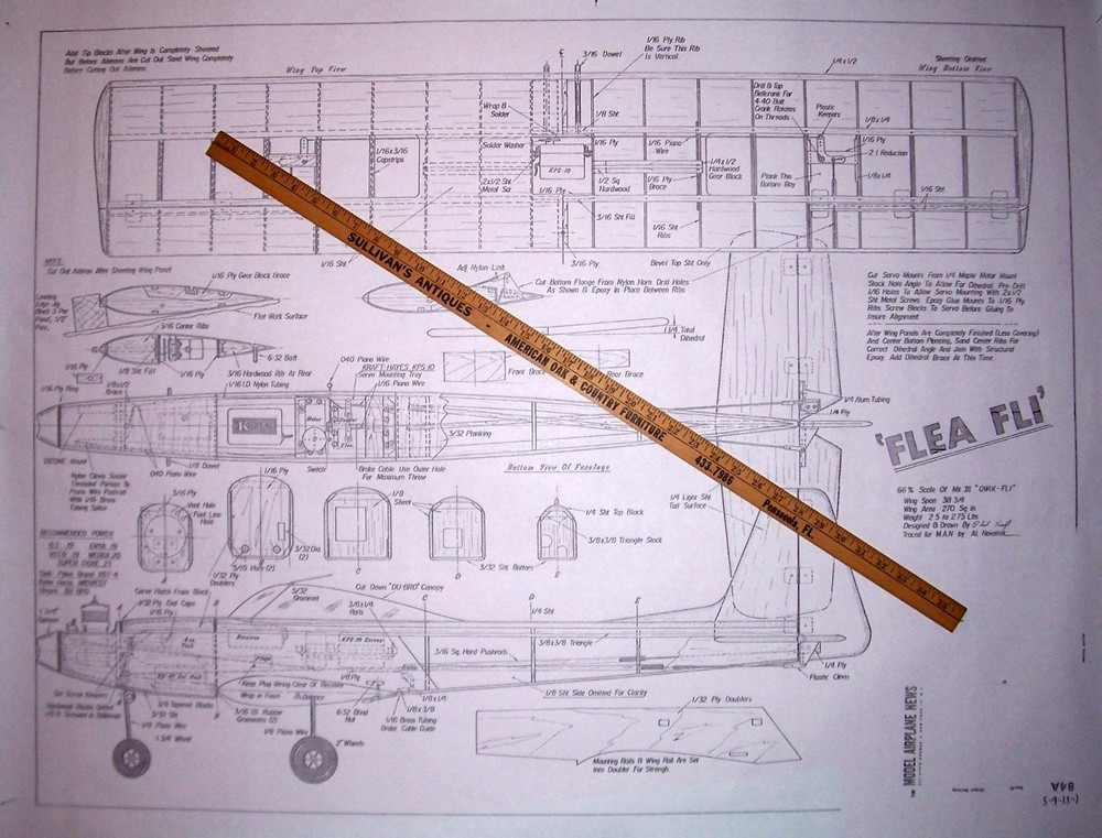 Phil Kraft's FLEA-FLI PLAN & CONSTRUCTION ARTICLE to Build RC Model Airplane