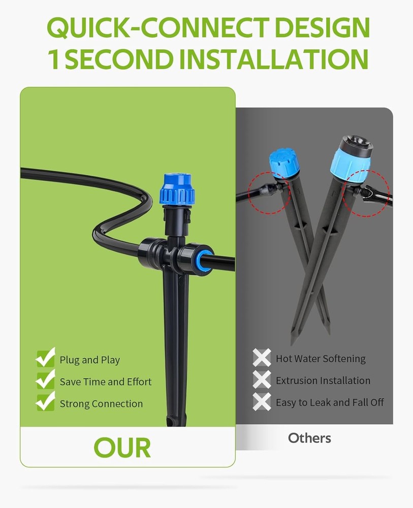 HIRALIY Greenhouse Misting Kit 118FT Quick Connect Drip System