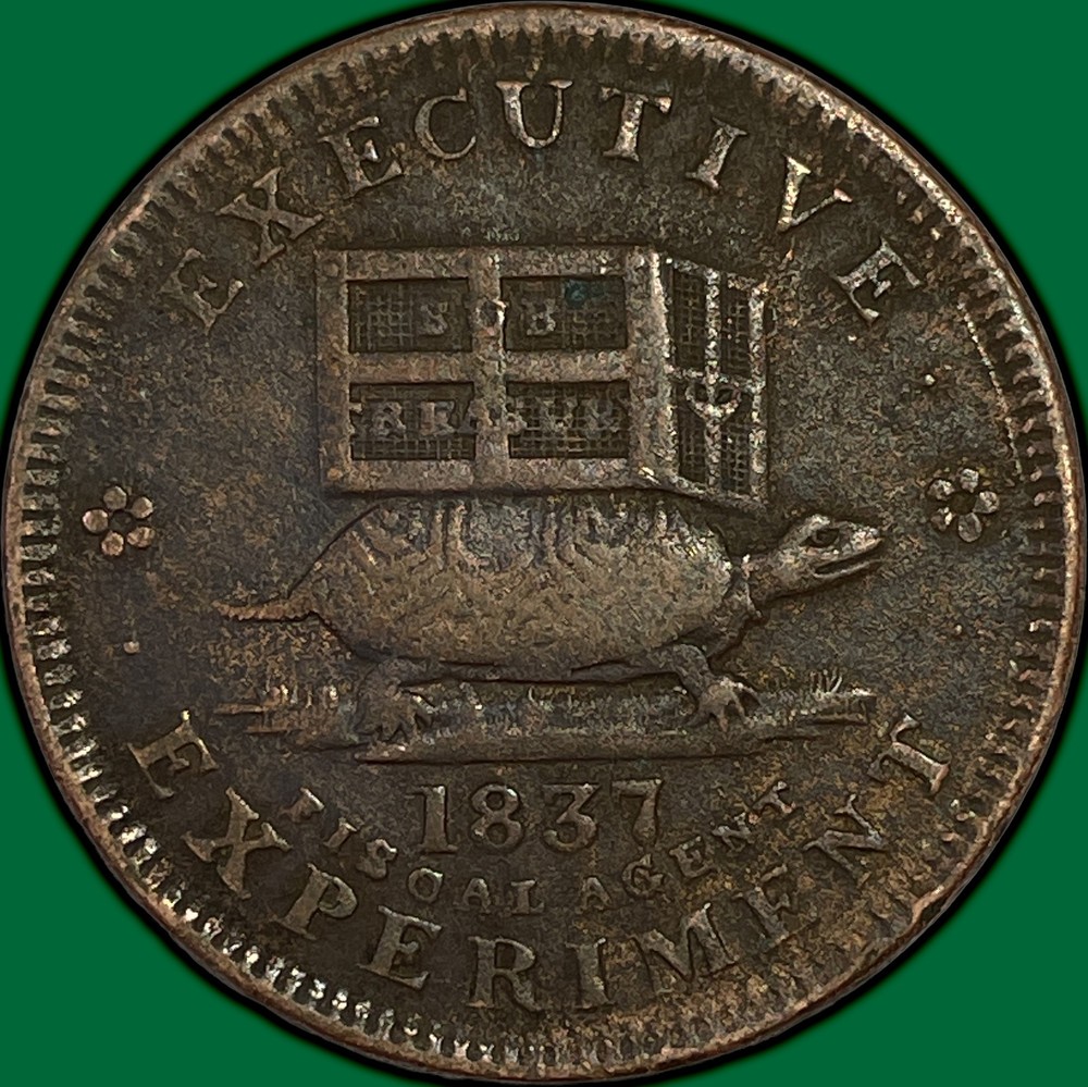 1837 Executive Experiment Turtle HT-33 Hard Times Token VF #37880