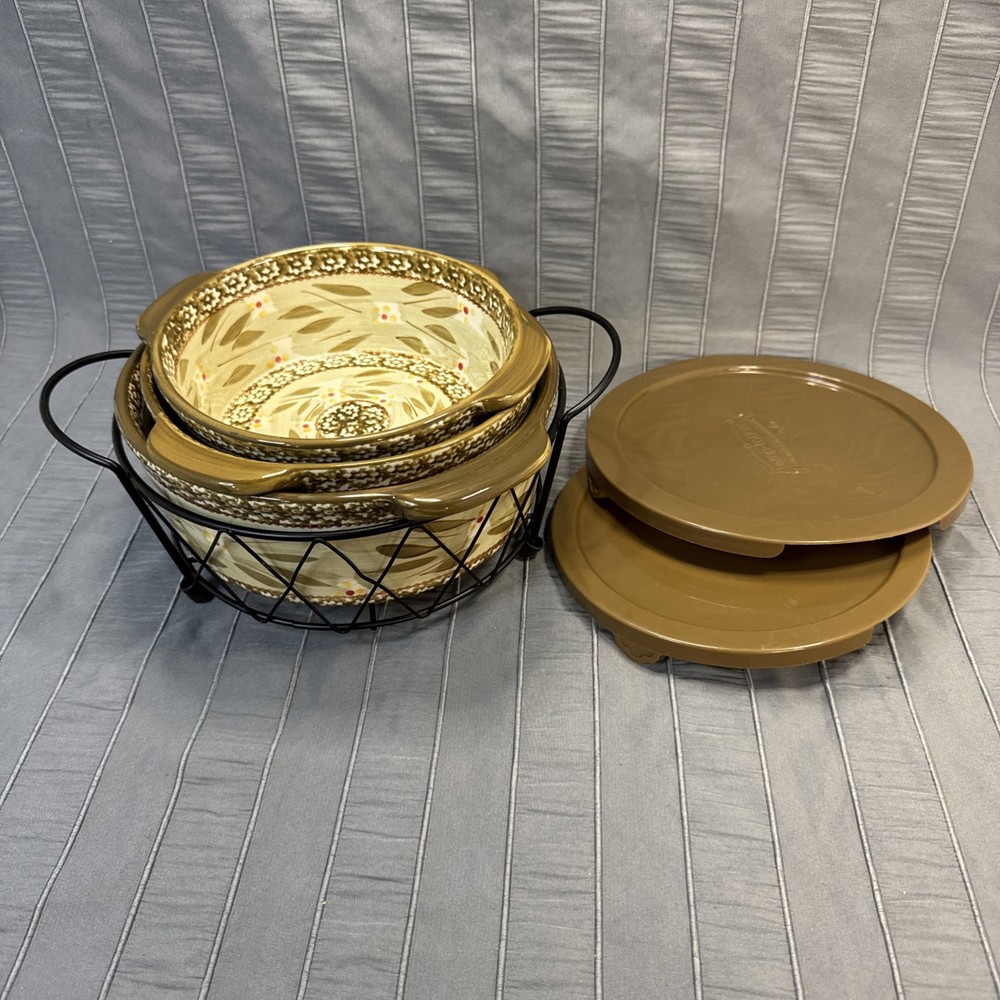 Temp-tations Old World Brown Stackable Mixing Bowl Set With Metal Basket