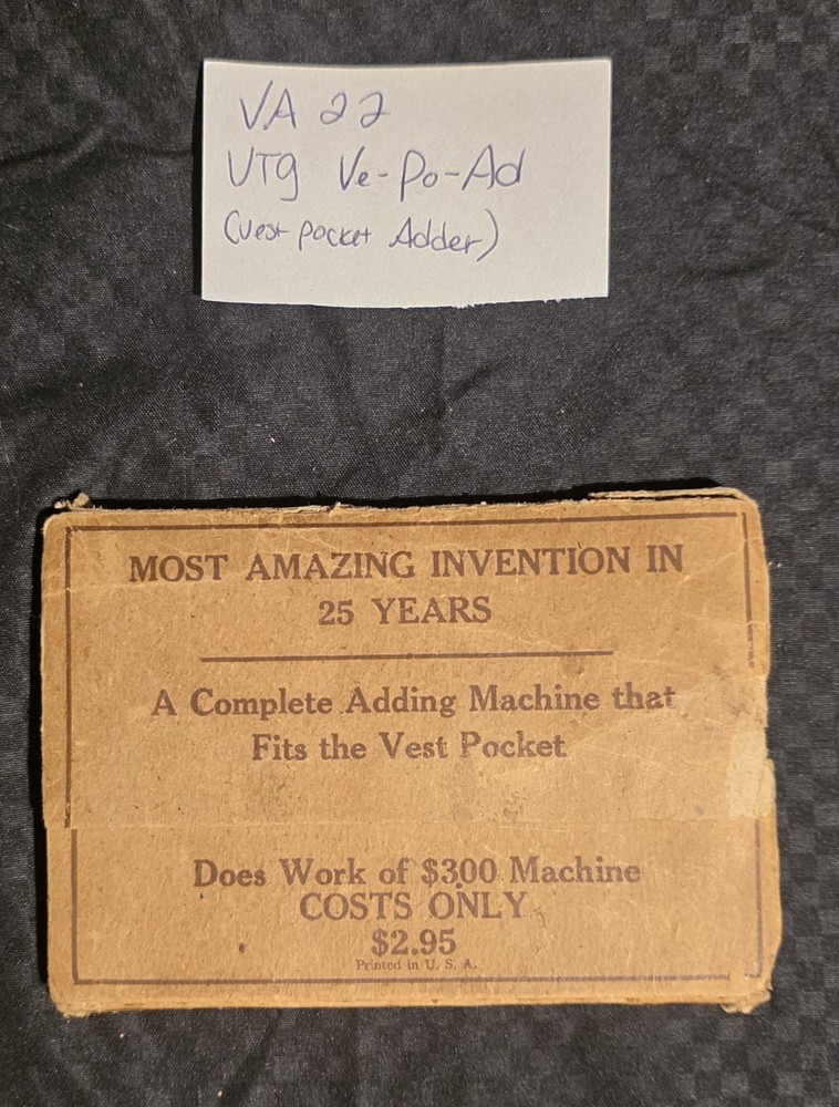 Vintage Calculator Ve-Po-Ad Manual Adding Machine