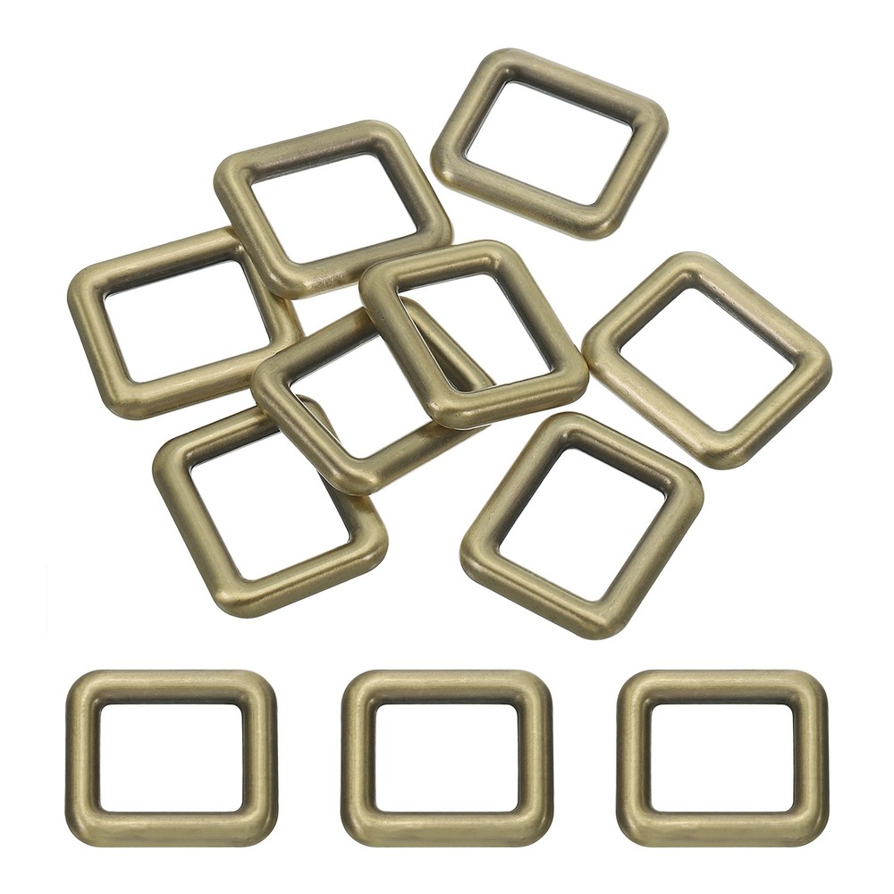 8 Pcs 3/4" / 19mm Flat Metal Rectangle Rings Buckle Square Loop, Bronze