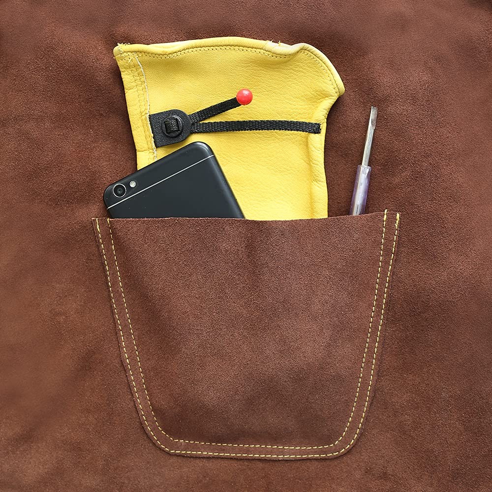 Leather Welding Work Apron - & Flame Resistant Bib Apron, Flame Retardant Hea...