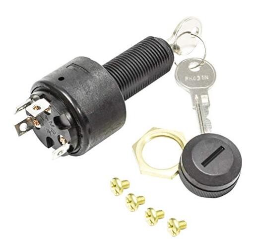 MP41040, Ignition Switch - 4 Knurled Black Plastic with Rubber Cap 4 Screw Tab