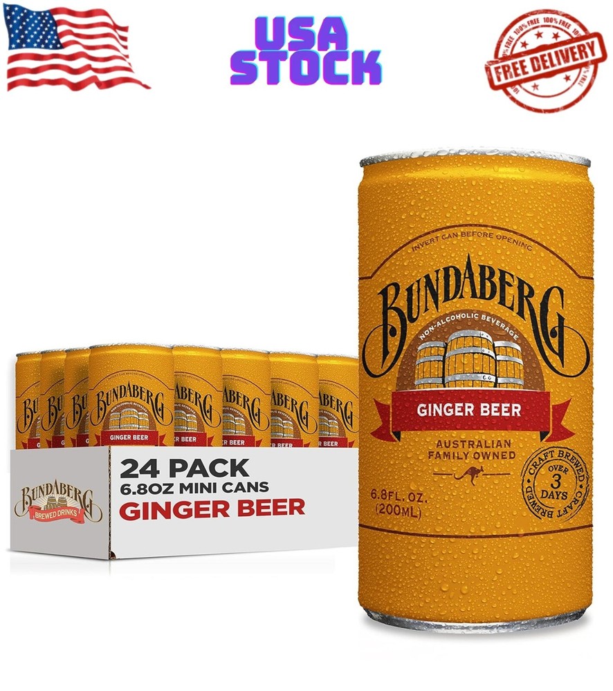 Bundaberg Ginger Beer, 6.8 Fl Oz Cans, (24 Pack)