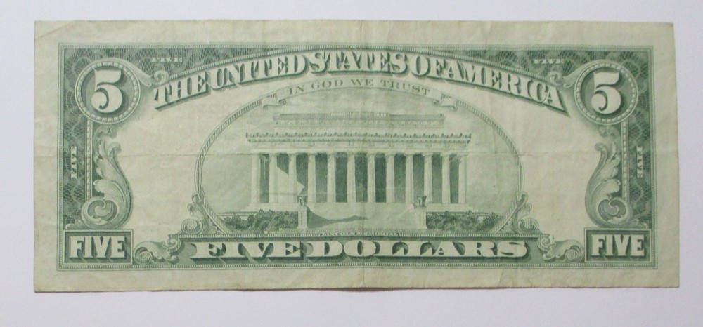 1963 $5 Red Seal Note A-A Block Circulated