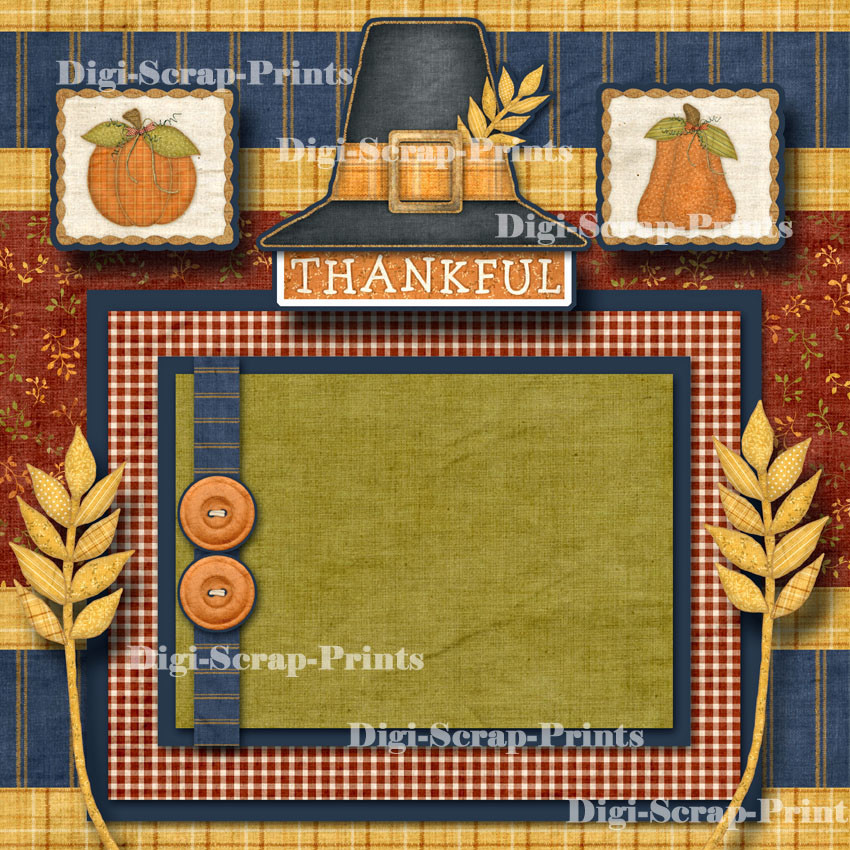 LET'S EAT ~ THANKSGIVING ~ 2 premade scrapbook pages paper piecing ~BY DIGISCRAP