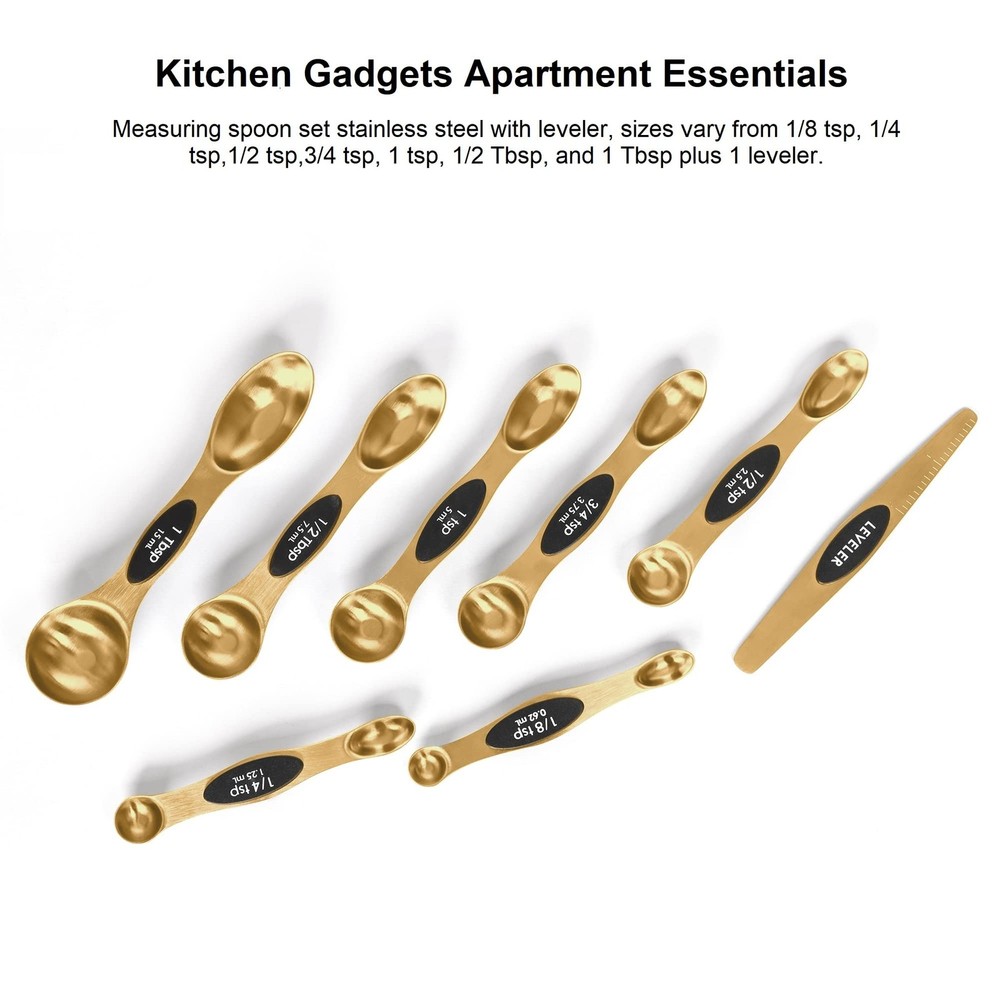 Magnetic Measuring Spoons Set Stainless Steel with Leveler Stackable Metal