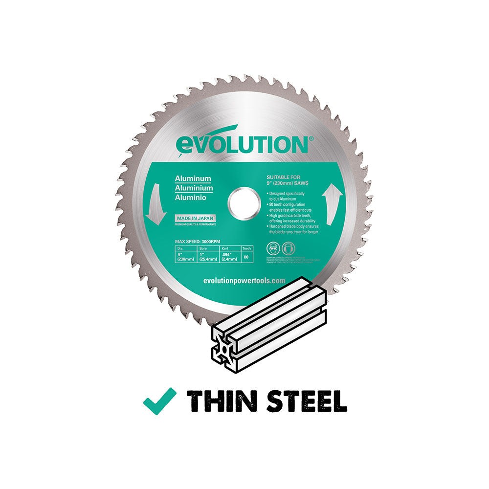 Evolution 230BLADEAL | 9 in. | 80T | 1 in. Arbor | TCT Blade