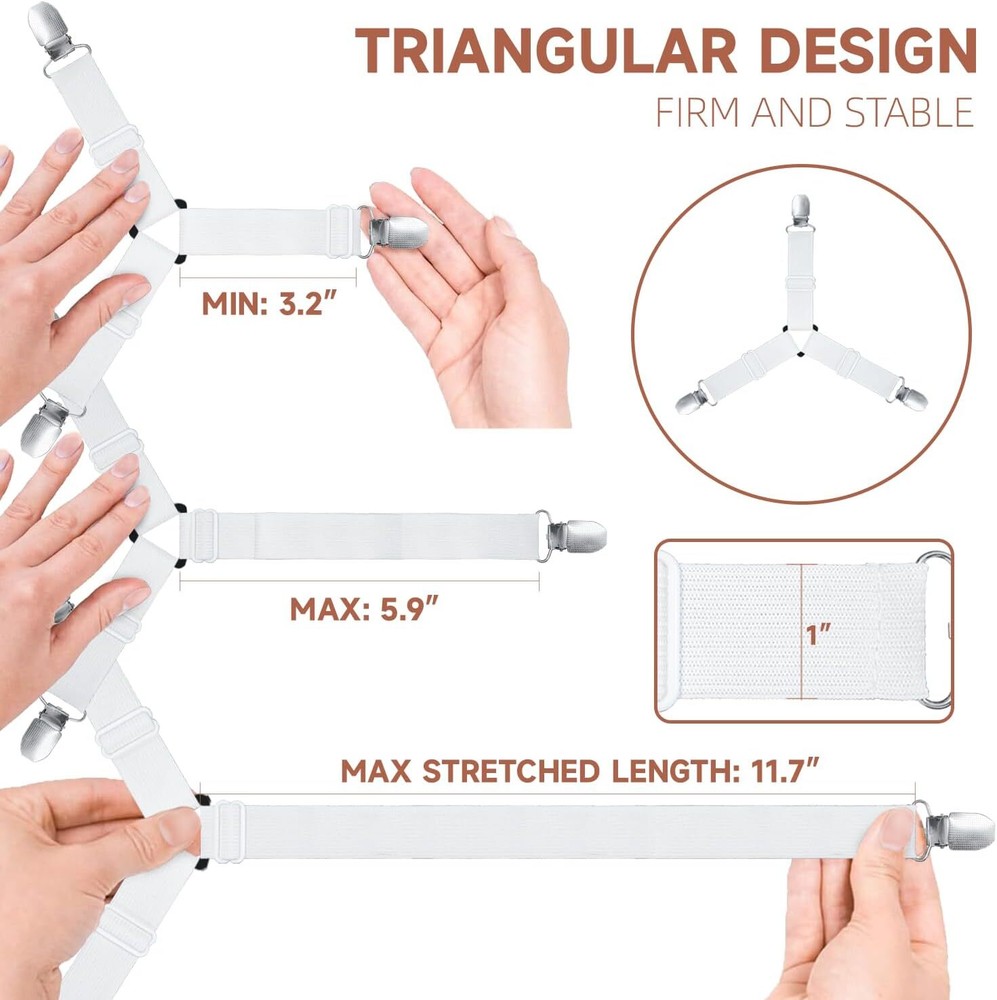 Bed Sheet Straps Upgrade Fitted Bed Sheet Holders for Corners Non Slip Sheet C