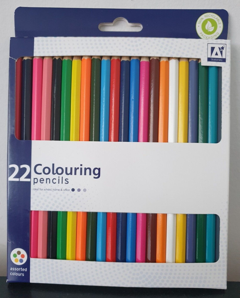 22 Assorted Colouring Pencils ,Ideal For Home School & Offices