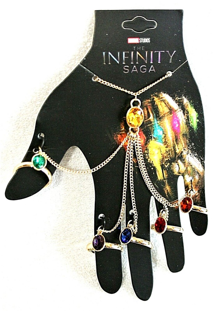 Marvel Comics Infinity Saga Gauntlet Stone 6 Ring Cosplay Attached New NOS MIP