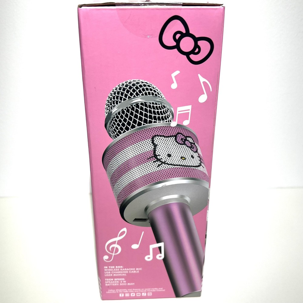 Hello Kitty Bluetooth Karaoke Microphone Wireless Speaker USB Charging Pink NIB