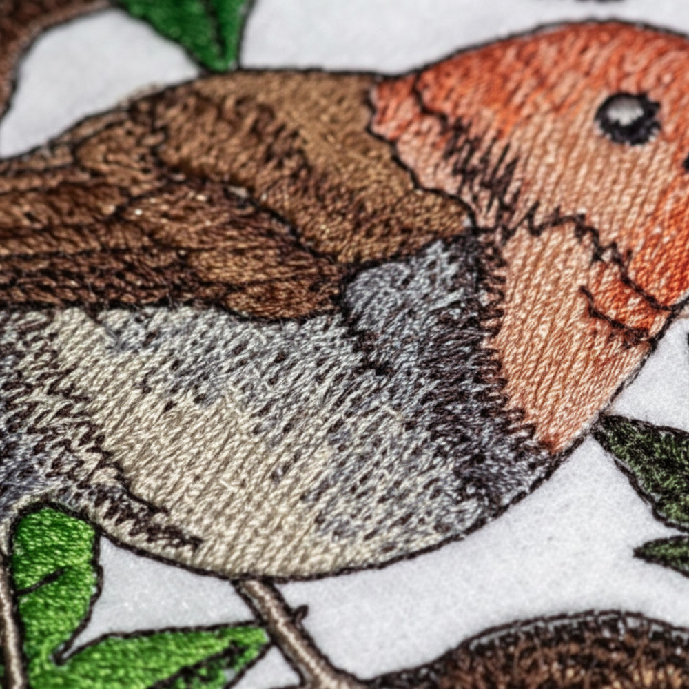 Japanese Robin Embroidered Patch
