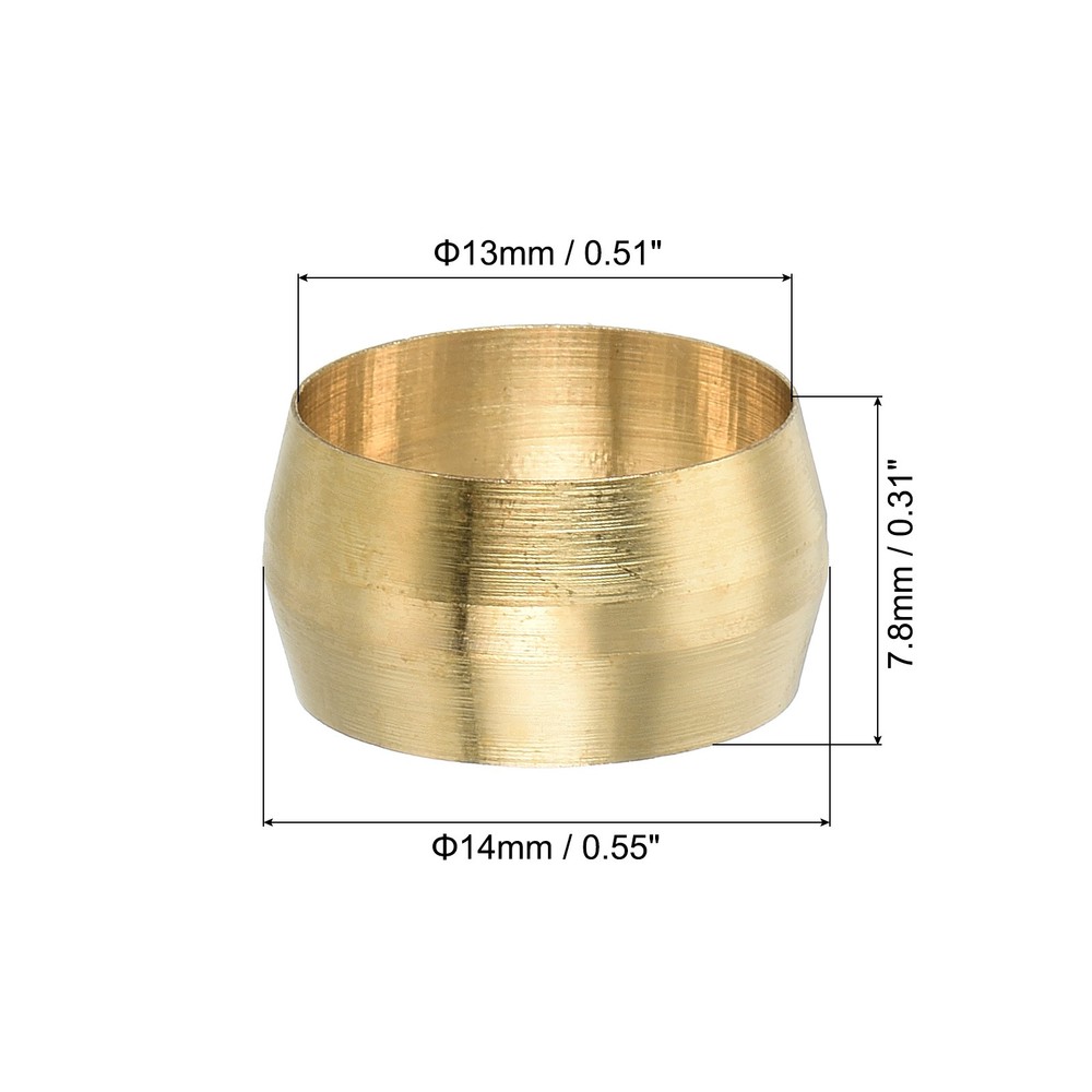 40 Pcs 1/2" ID Brass Compression Sleeve Ferrules Brass Compression Fittings
