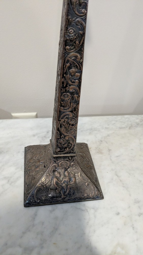 Antique E.G. Webster & Son Repousse Silverplate on Copper Candlestick