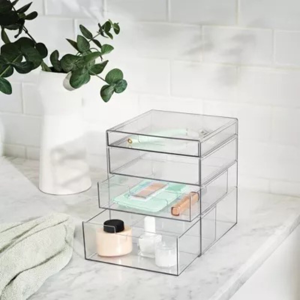 4 Drawer Stackable Countertop Organizer: Bathroom & Makeup Organizer, 8.02"
