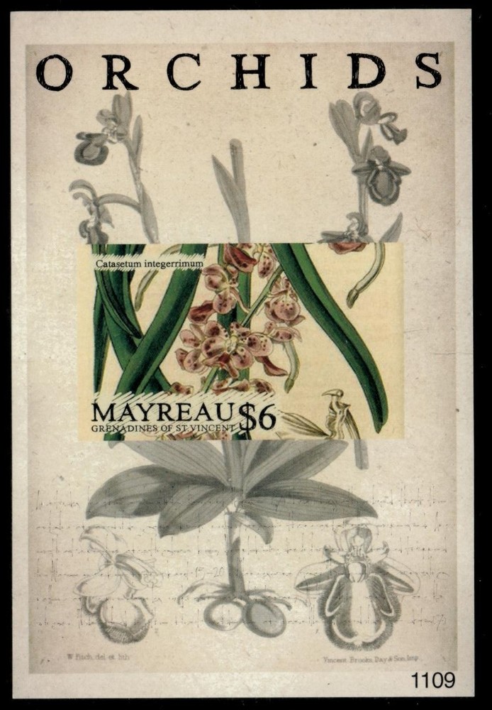Mayreau 2011 - Flowers Orchids - IMPERF Souvenir Stamp Sheet - MNH
