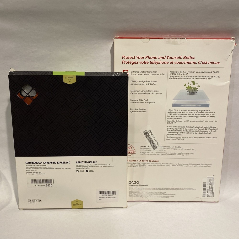 Apple iPad Pro 12.9”Kingblanc Leather Case & Invis. shield protector 6th-3rd Gen