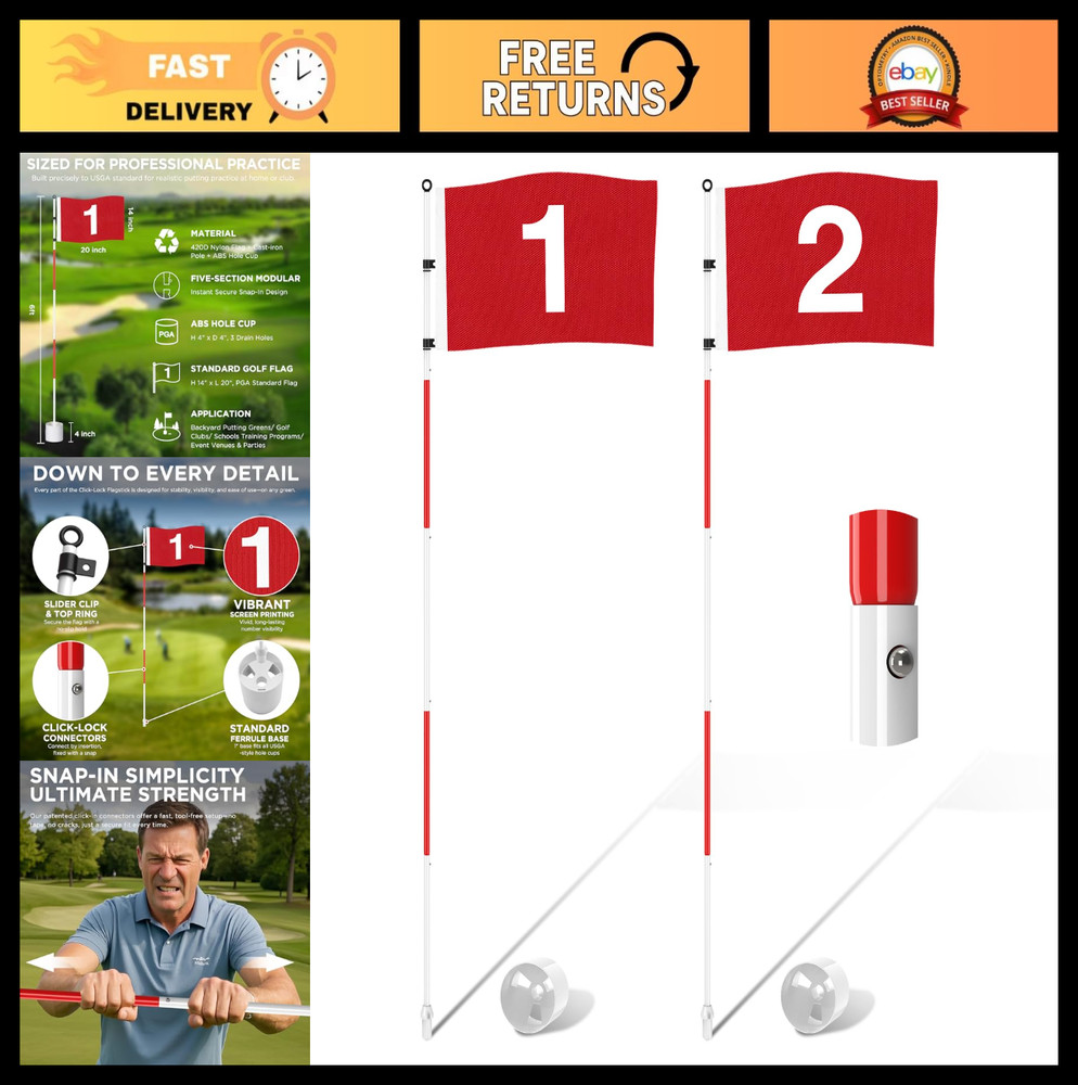 6ft Portable Golf Flagstick - 5-Section Design for Backyard Putting Green & Driv
