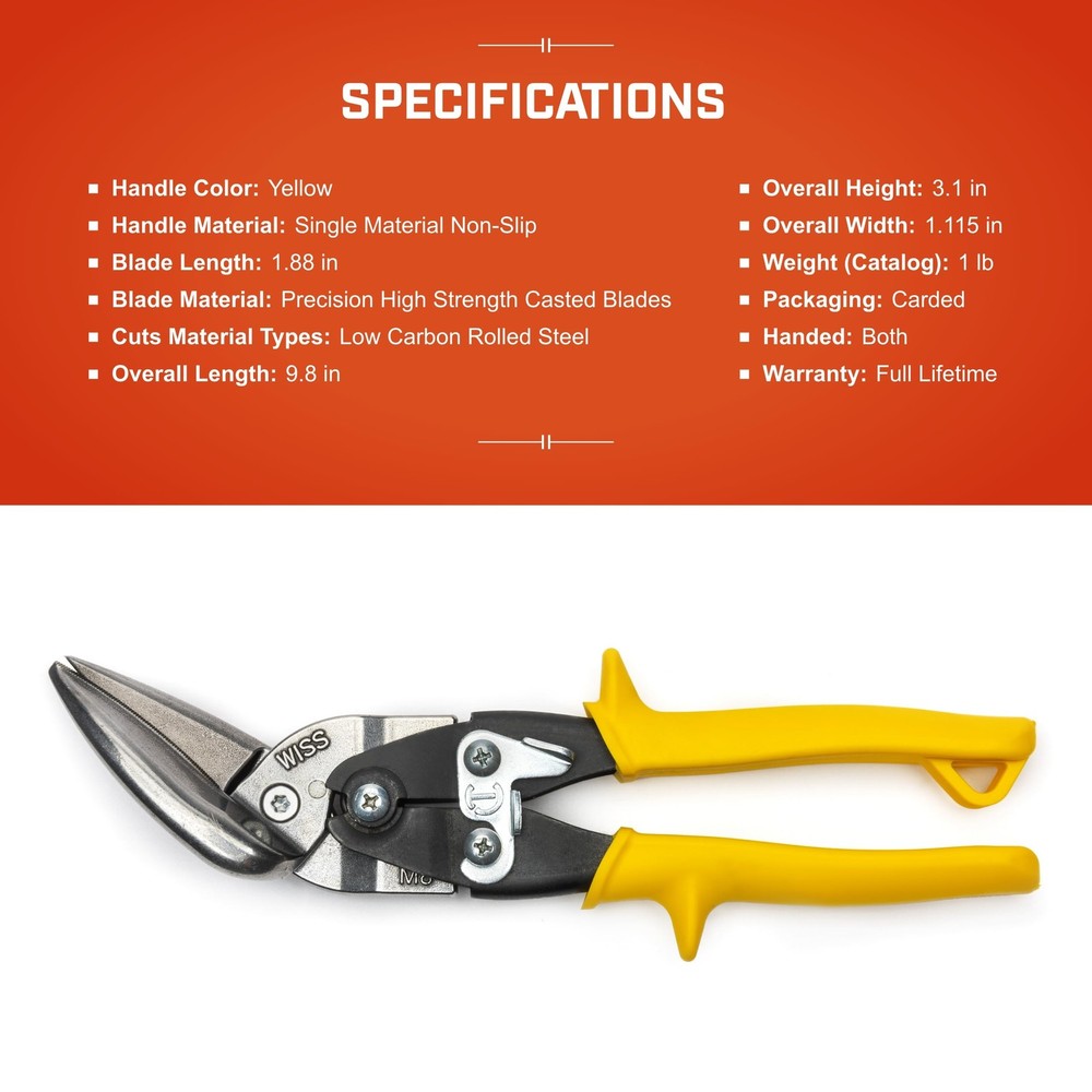 Crescent Wiss 9-4/5" Offset Straight Aviation Snips - M8OS