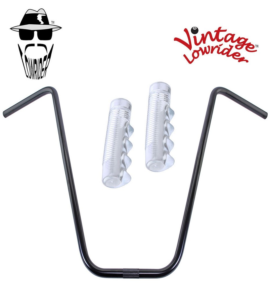 Original Lowrider 24" 22.2 D Handlebar Black 120mm Grips Solid/Clear