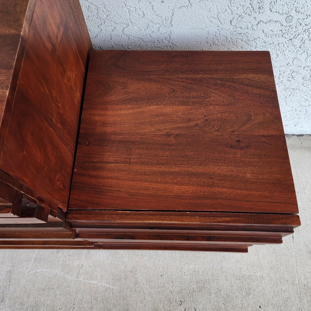 MCM Solid Exotic Wood Bachelor Chest & Nightstands Bedroom Suite