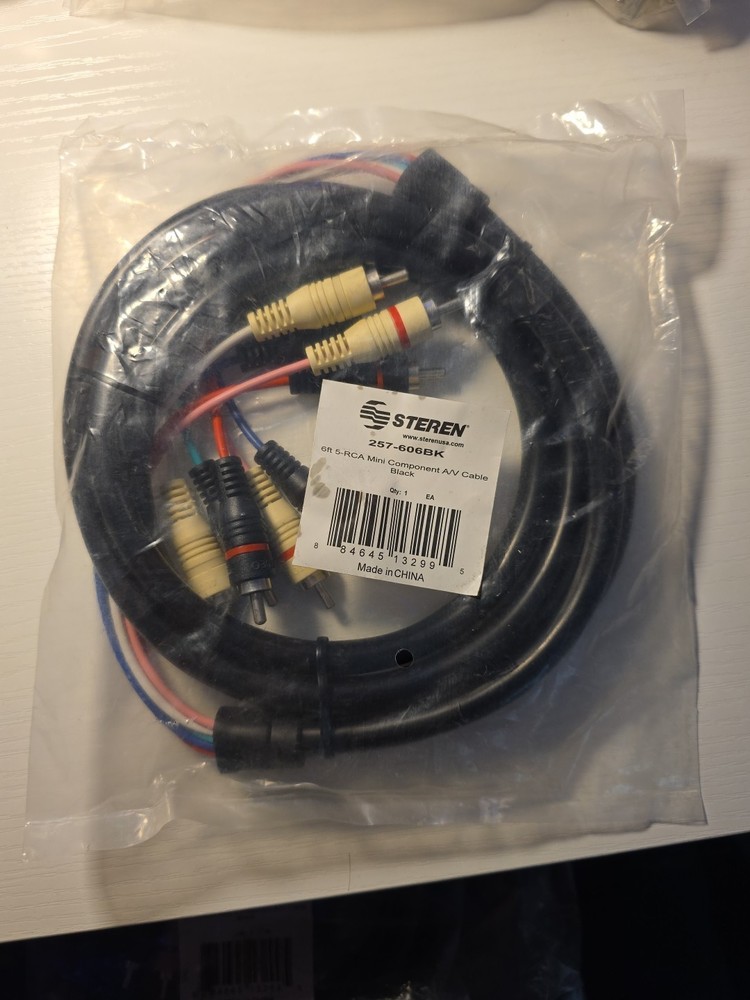 5 RCA Mini Component A/V Cable 6FT Black new