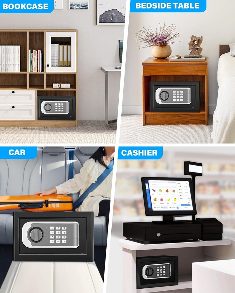 Compact 0.30 Cuft Small Safe Box with Fireproof Bag & Digital Keypad Access