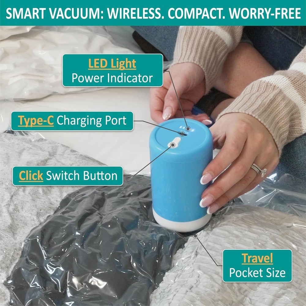 30 Pack Vacuum Storage Bags with Wireless Electric Pump - Maximize Your Space