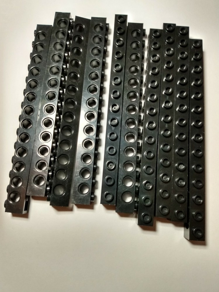 New Black 1x14 Technic Brick #32018 —10 Pieces — Custom & Compatible